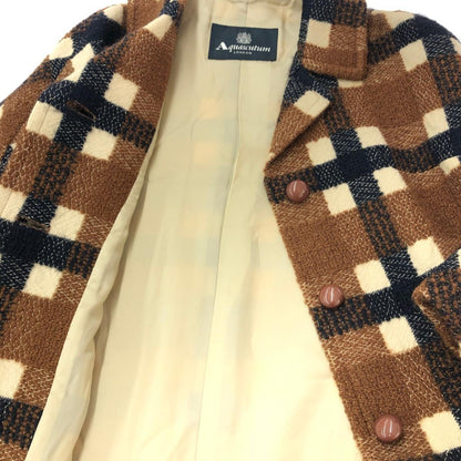 Aquascutum Long Wool Coat size 4F Brown Authentic