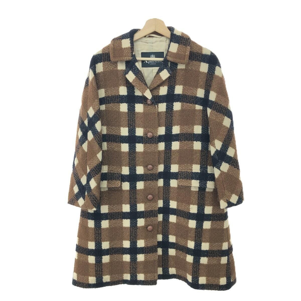 Aquascutum Long Wool Coat size 4F Brown Authentic