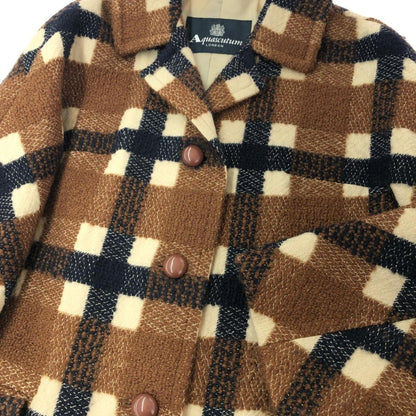 Aquascutum Long Wool Coat size 4F Brown Authentic