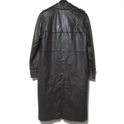 Aquascutum Double-breasted lambskin leather trench coat size 7F Dark Brown Auth