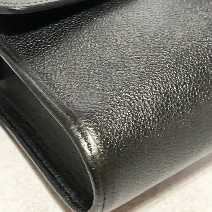 Saint Laurent Bag Cassandra YSL Shoulder Purse Leather Black Gold Authentic