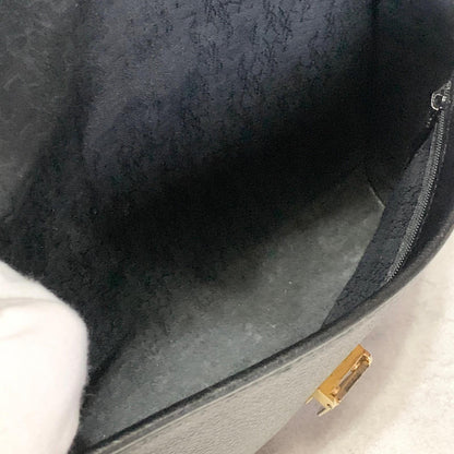 Saint Laurent Bag Cassandra YSL Shoulder Purse Leather Black Gold Authentic