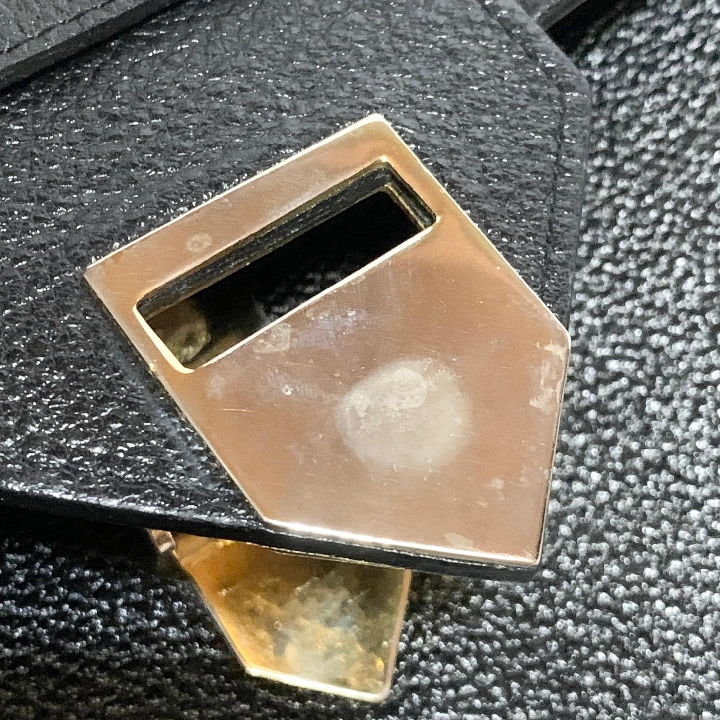 Saint Laurent Bag Cassandra YSL Shoulder Purse Leather Black Gold Authentic