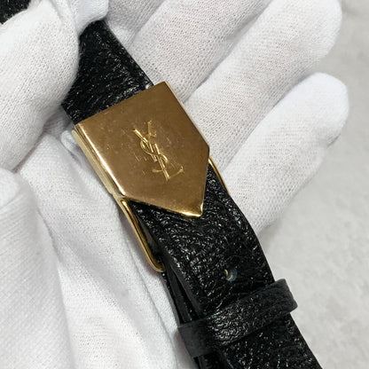 Saint Laurent Bag Cassandra YSL Shoulder Purse Leather Black Gold Authentic