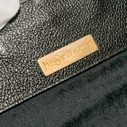 Saint Laurent Bag Cassandra YSL Shoulder Purse Leather Black Gold Authentic