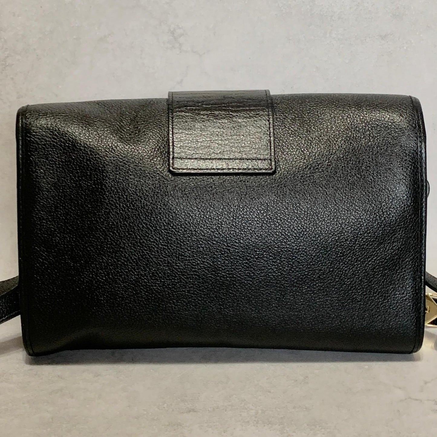 Saint Laurent Bag Cassandra YSL Shoulder Purse Leather Black Gold Authentic