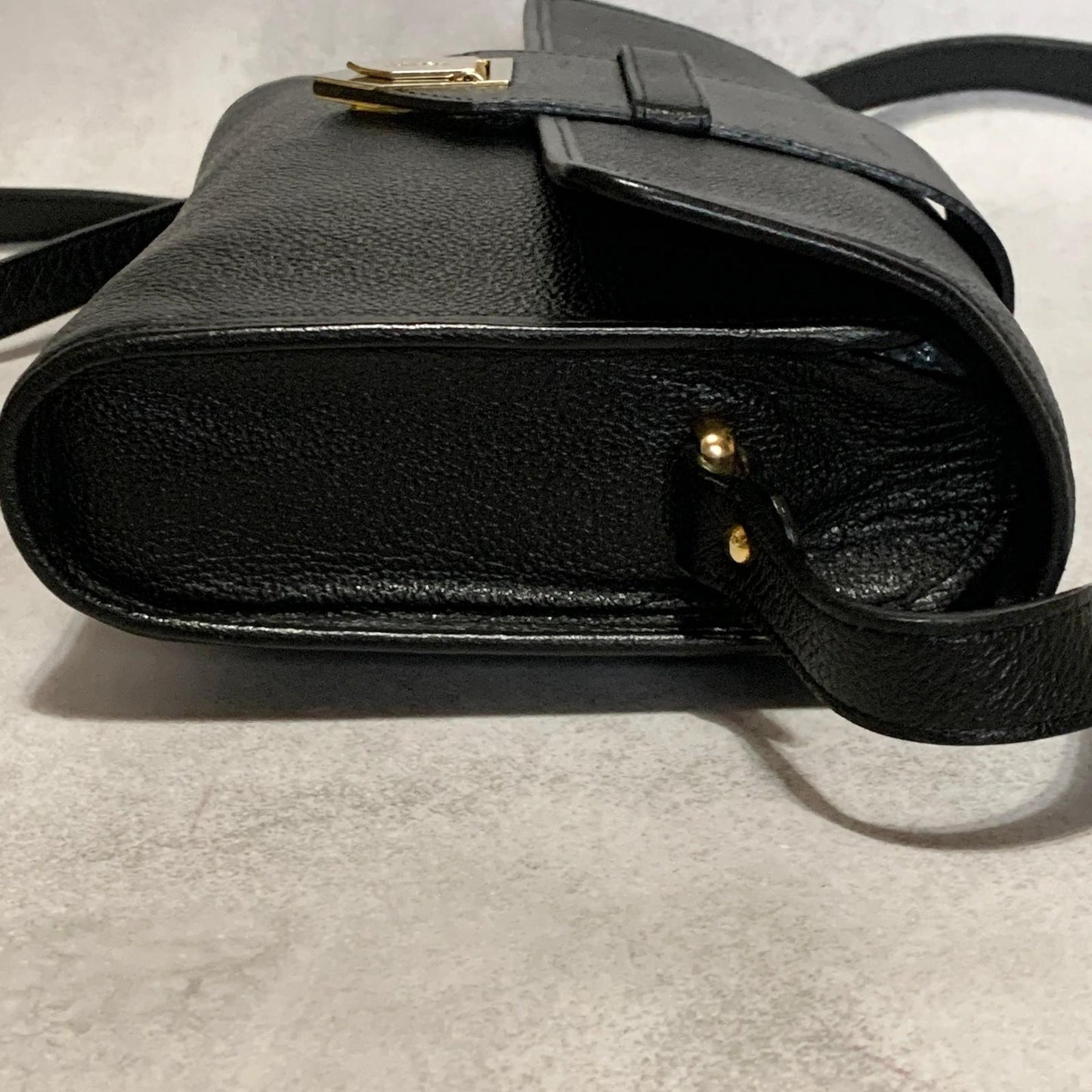 Saint Laurent Bag Cassandra YSL Shoulder Purse Leather Black Gold Authentic