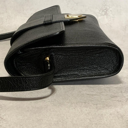 Saint Laurent Bag Cassandra YSL Shoulder Purse Leather Black Gold Authentic
