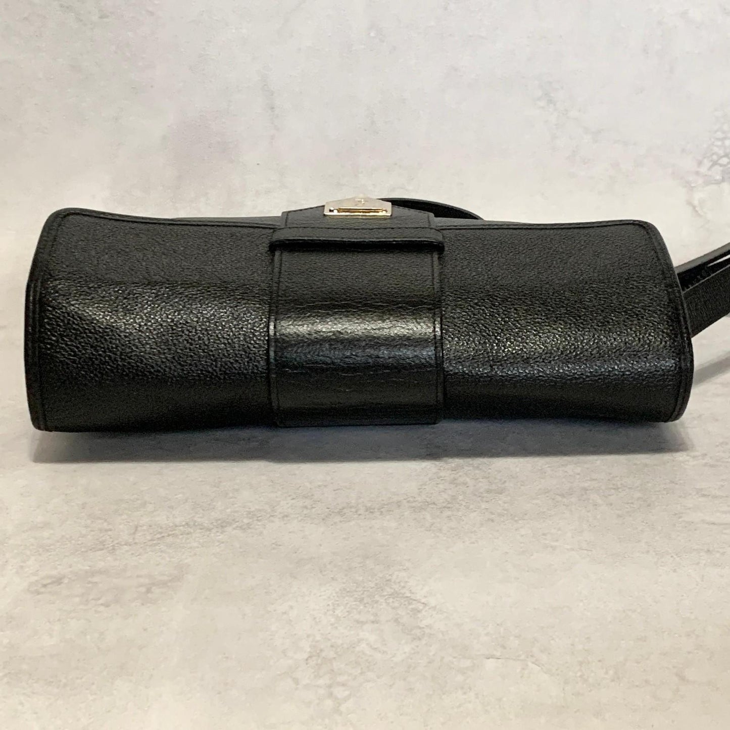 Saint Laurent Bag Cassandra YSL Shoulder Purse Leather Black Gold Authentic