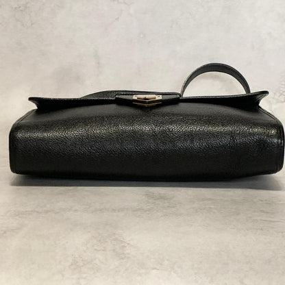 Saint Laurent Bag Cassandra YSL Shoulder Purse Leather Black Gold Authentic