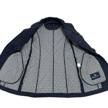 Aquascutum Quilting Coat Club Check Black Authentic