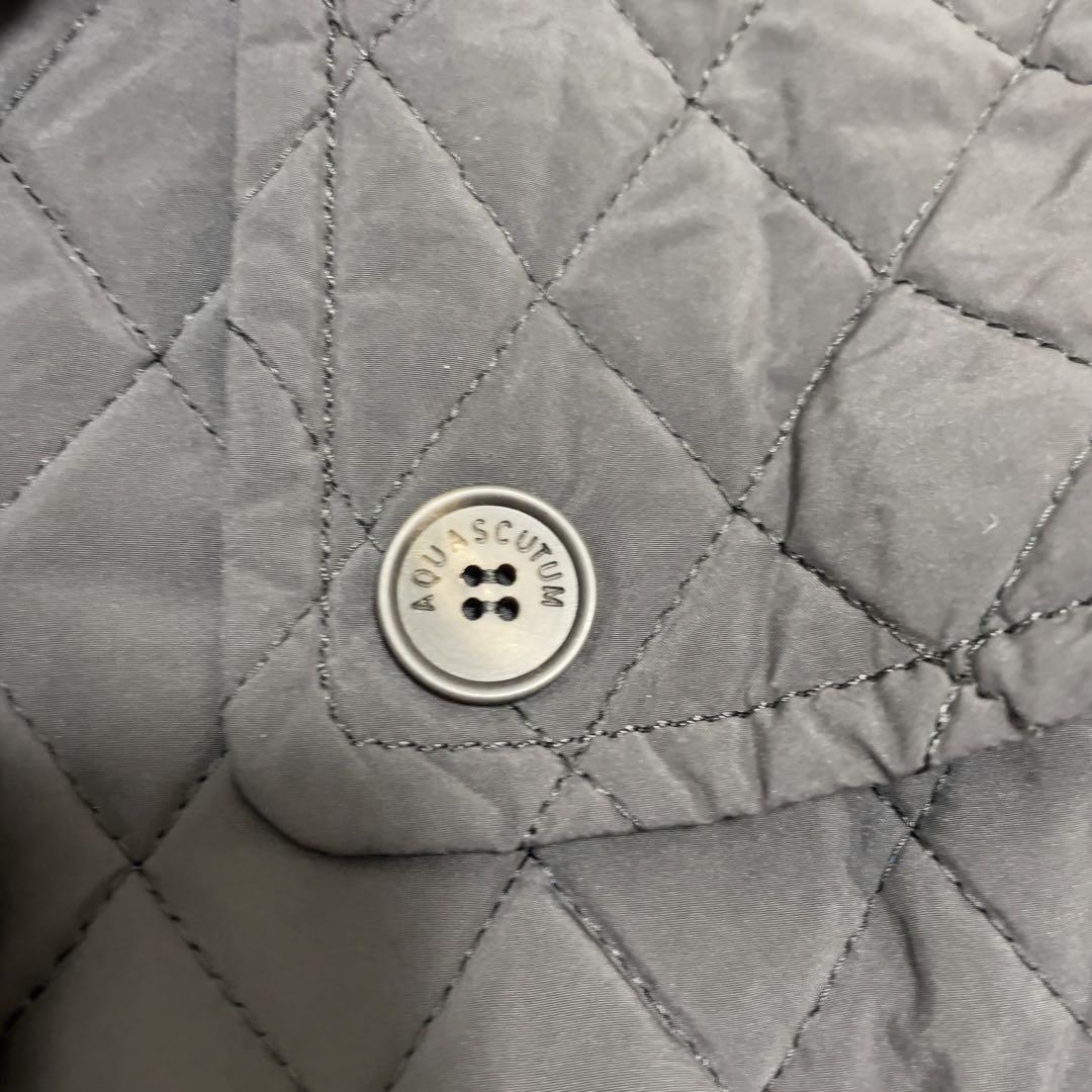 Aquascutum Quilting Coat Club Check Black Authentic