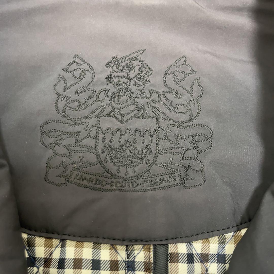 Aquascutum Quilting Coat Club Check Black Authentic