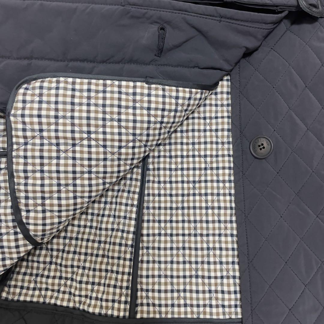 Aquascutum Quilting Coat Club Check Black Authentic