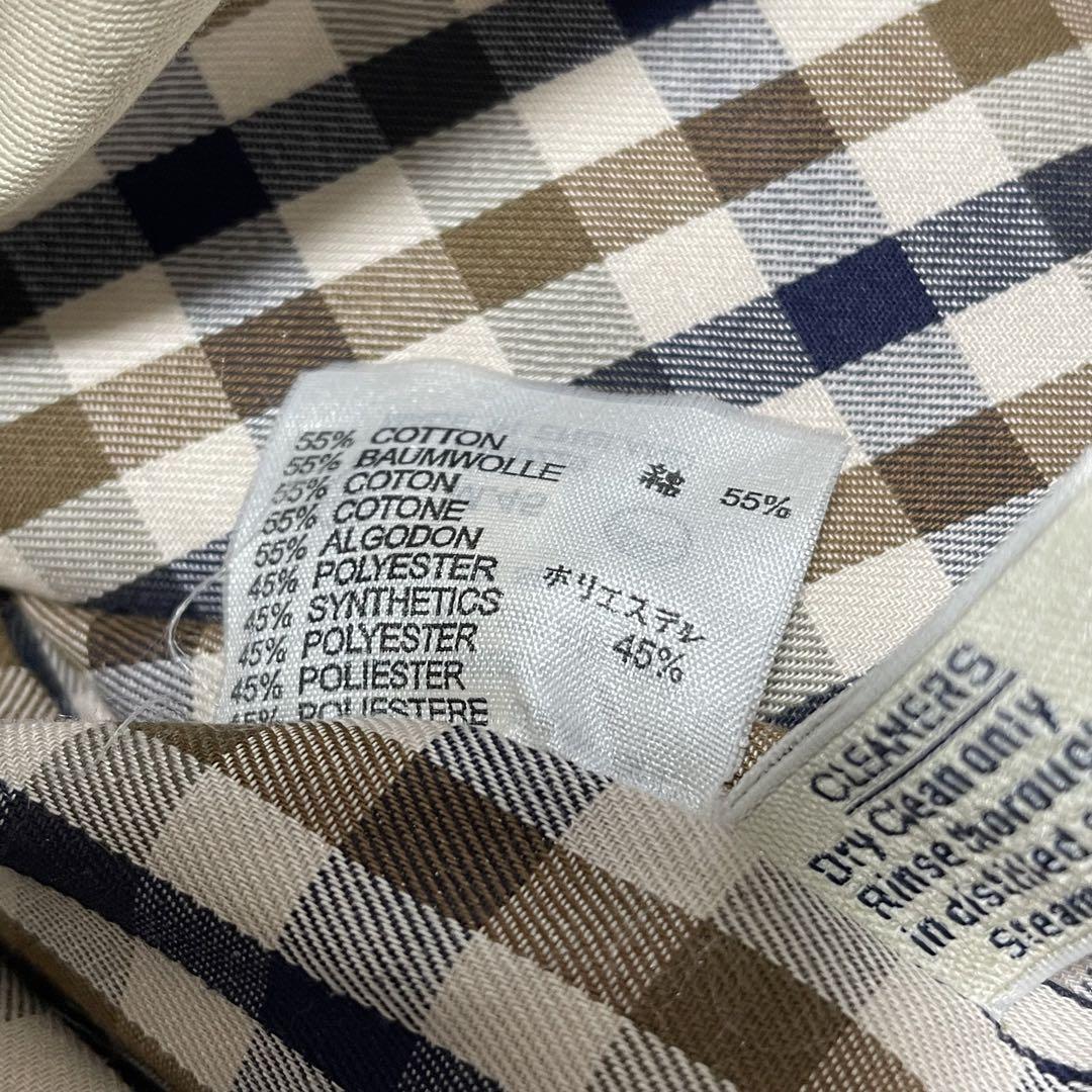 Aquascutum Trench Coat Club Check FREE SIZE Beige Authentic