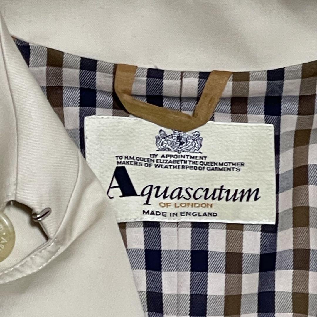 Aquascutum Trench Coat Club Check FREE SIZE Beige Authentic