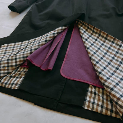 Aquascutum Trench Coat Club Check Asian fit M US size S Black Purple Authentic