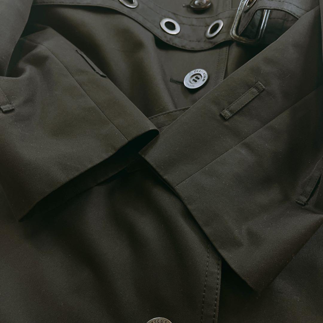 Aquascutum Trench Coat Club Check Asian fit M US size S Black Purple Authentic