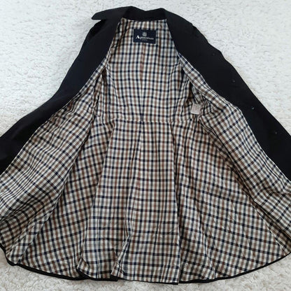 Aquascutum London Trench Coat Club Check Asian fit M US size S Black Authentic