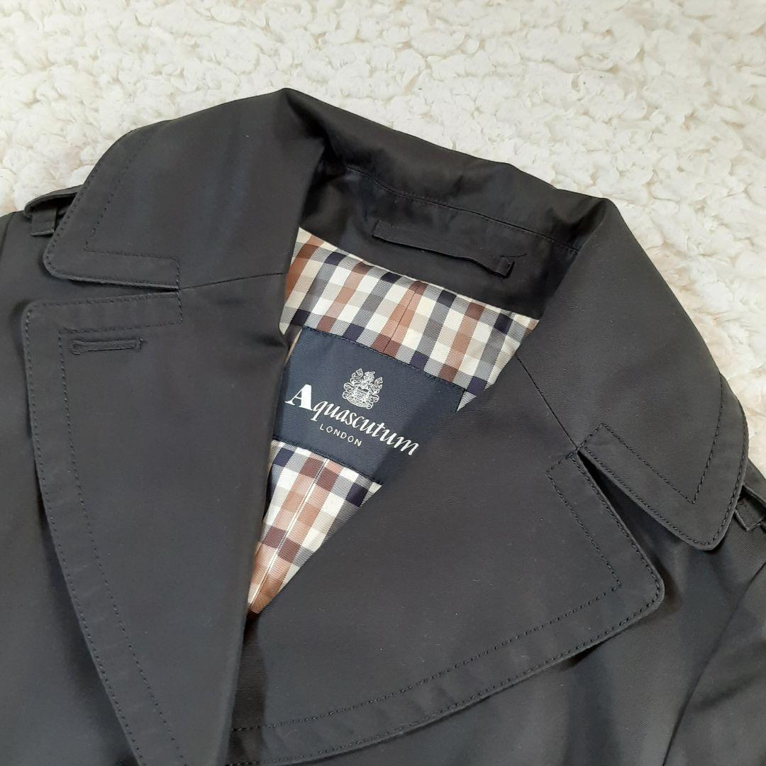 Aquascutum London Trench Coat Club Check Asian fit M US size S Black Authentic