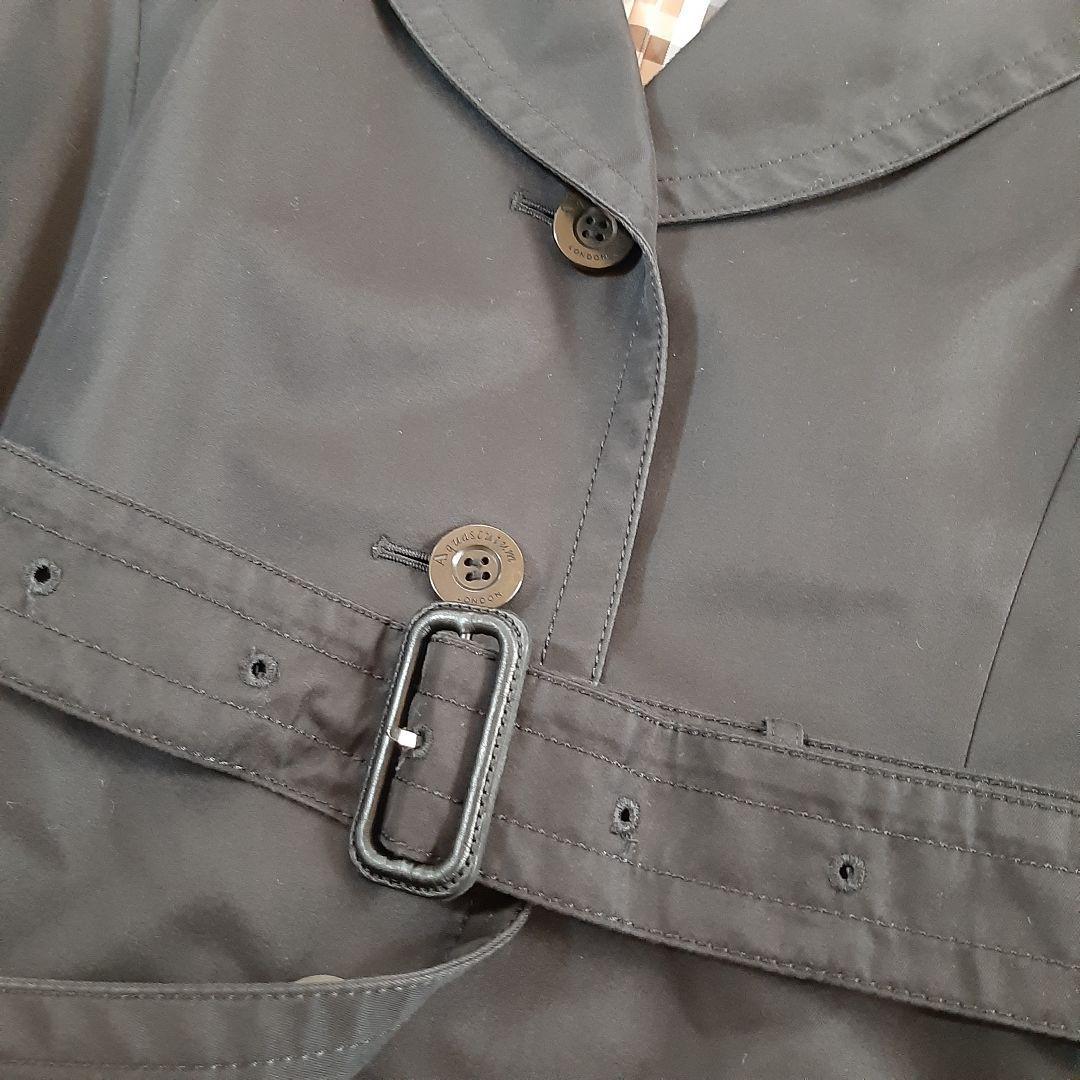 Aquascutum London Trench Coat Club Check Asian fit M US size S Black Authentic