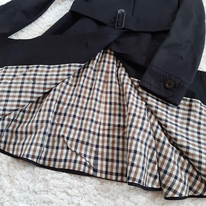 Aquascutum London Trench Coat Club Check Asian fit M US size S Black Authentic