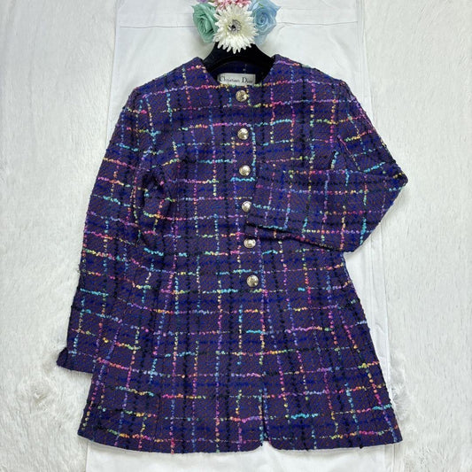 Christian Dior Tailored Jacket Asian fit L US size M Purple Multicolor Authentic