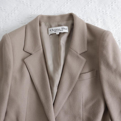 Christian Dior Tailored Jacket Asian fit M US size S Wool Light Brown Authentic