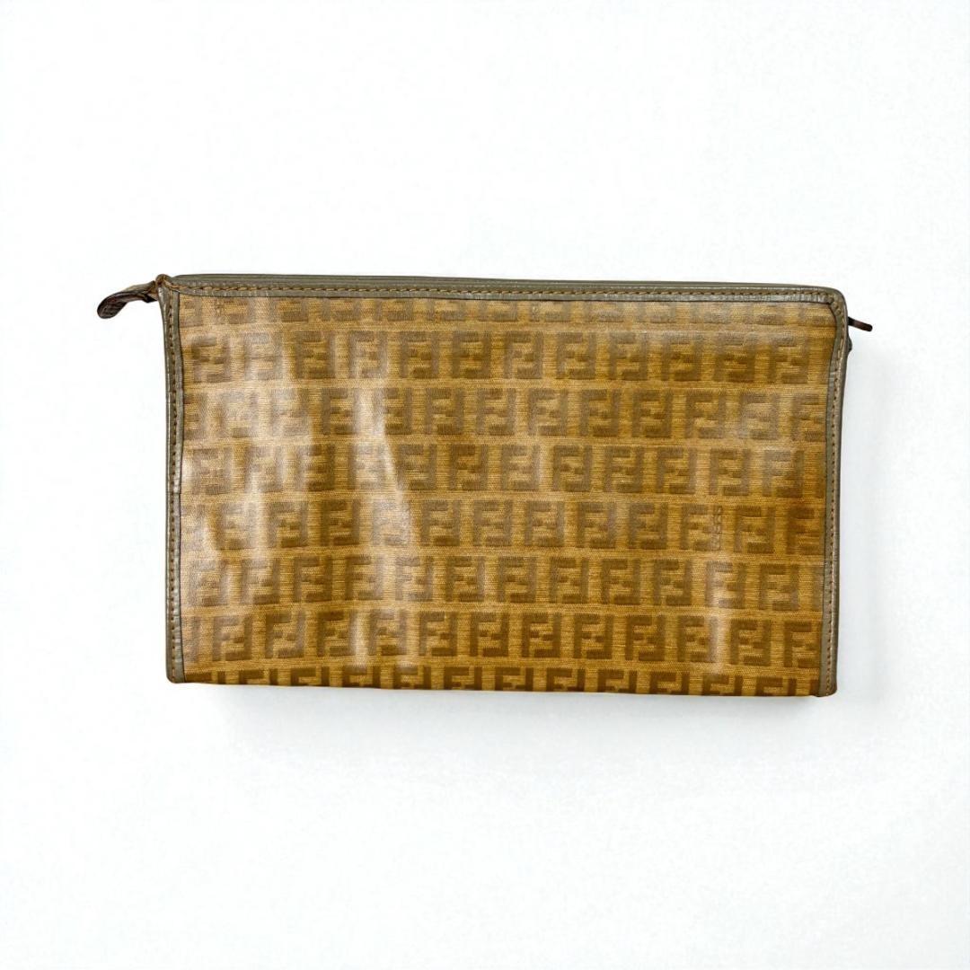 FENDI Clutch Bag Second Bag FF Zucca Brown Authentic