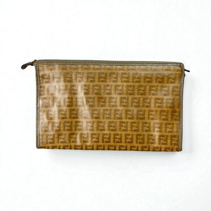 FENDI Clutch Bag Second Bag FF Zucca Brown Authentic