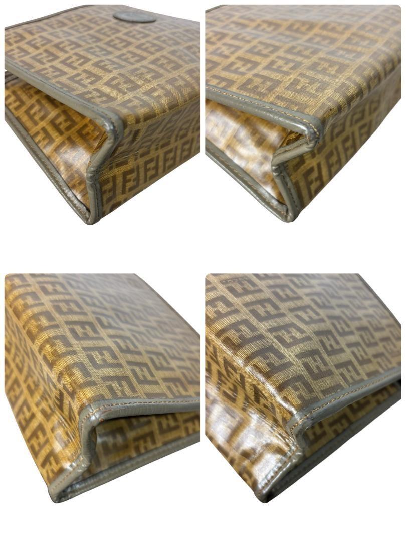 FENDI Clutch Bag Second Bag FF Zucca Brown Authentic