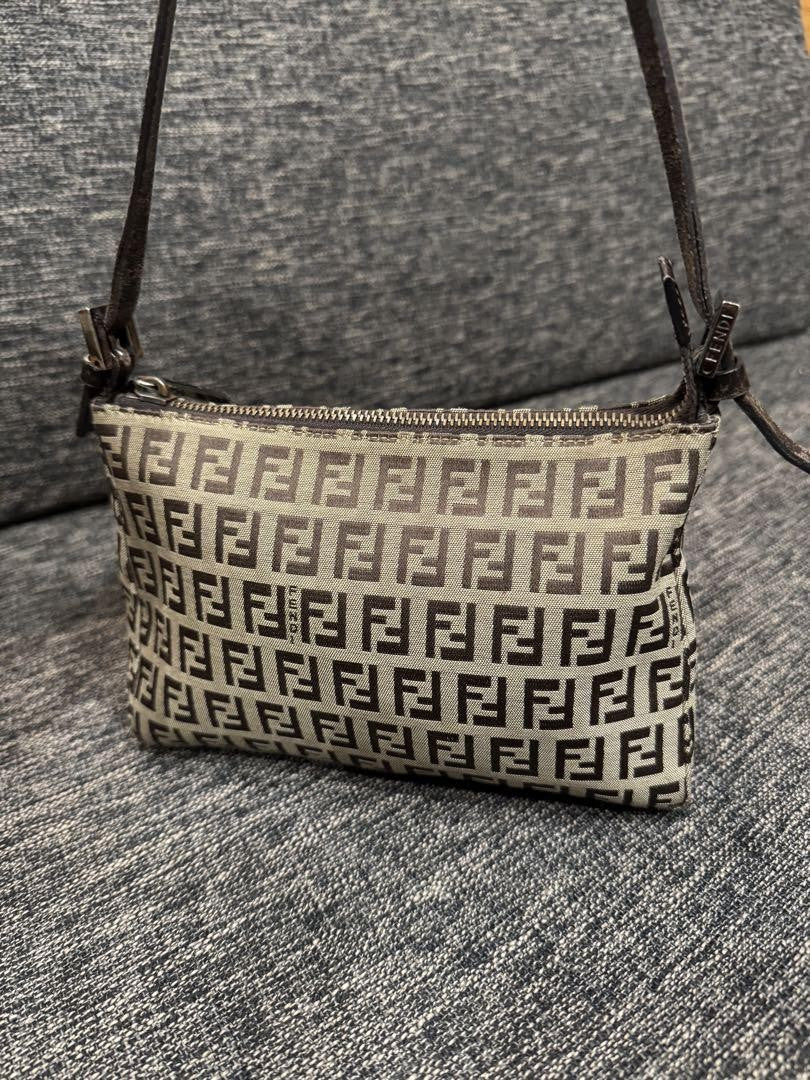 FENDI Hand Shoulder Bag Tote Purse FF Zucca Authentic