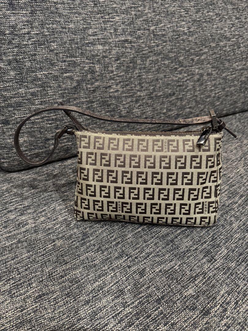 FENDI Hand Shoulder Bag Tote Purse FF Zucca Authentic