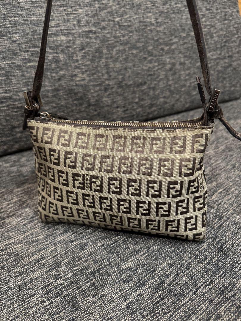 FENDI Hand Shoulder Bag Tote Purse FF Zucca Authentic