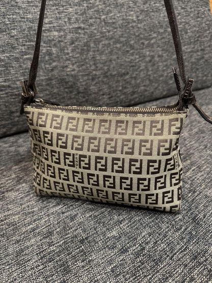 FENDI Hand Shoulder Bag Tote Purse FF Zucca Authentic