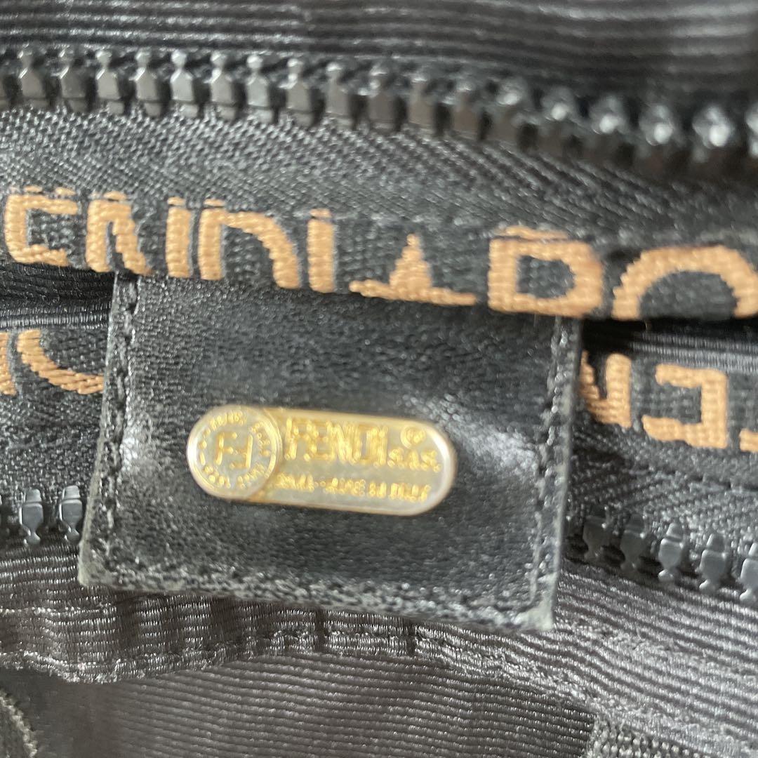 FENDI Hand Bag Tote Purse Logo Black Authentic