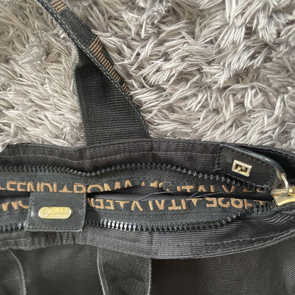 FENDI Hand Bag Tote Purse Logo Black Authentic
