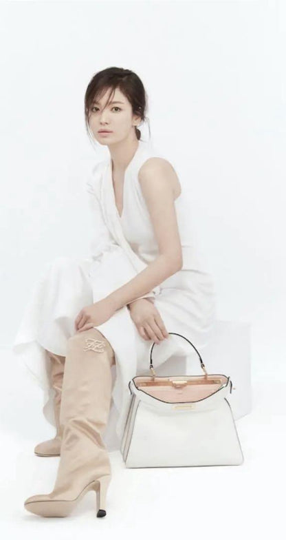 FENDI Long Boots Shoes EU 36 US 6 Champagne Gold Authentic