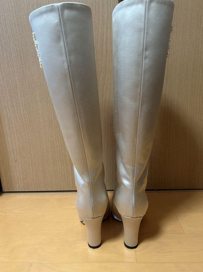 FENDI Long Boots Shoes EU 36 US 6 Champagne Gold Authentic