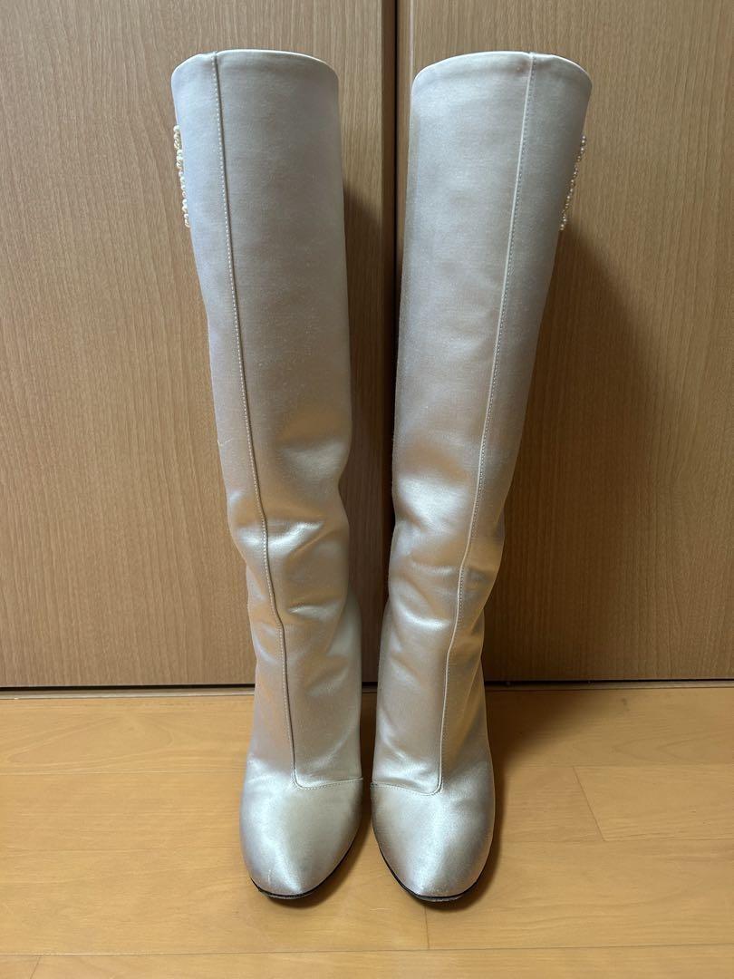 FENDI Long Boots Shoes EU 36 US 6 Champagne Gold Authentic