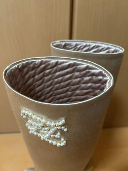 FENDI Long Boots Shoes EU 36 US 6 Champagne Gold Authentic