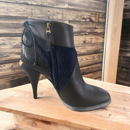 FENDI Short Boots Shoes EU 36.5 US 6.5 Leather Black Authentic