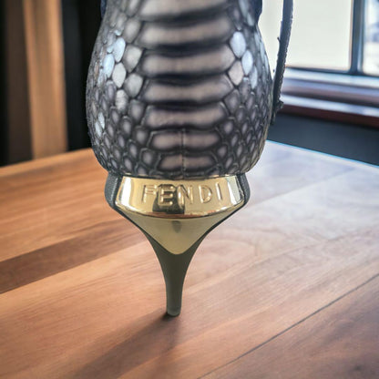 FENDI Short Boots Shoes EU 36.5 US 6.5 Leather Black Authentic