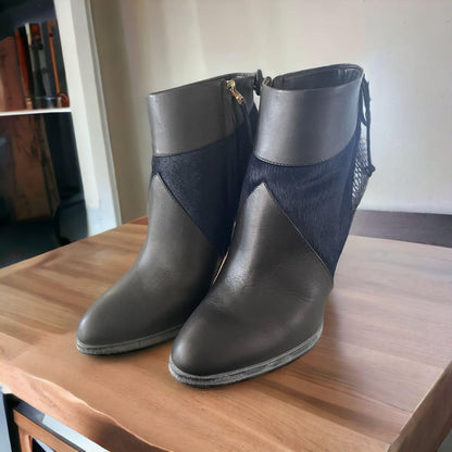 FENDI Short Boots Shoes EU 36.5 US 6.5 Leather Black Authentic