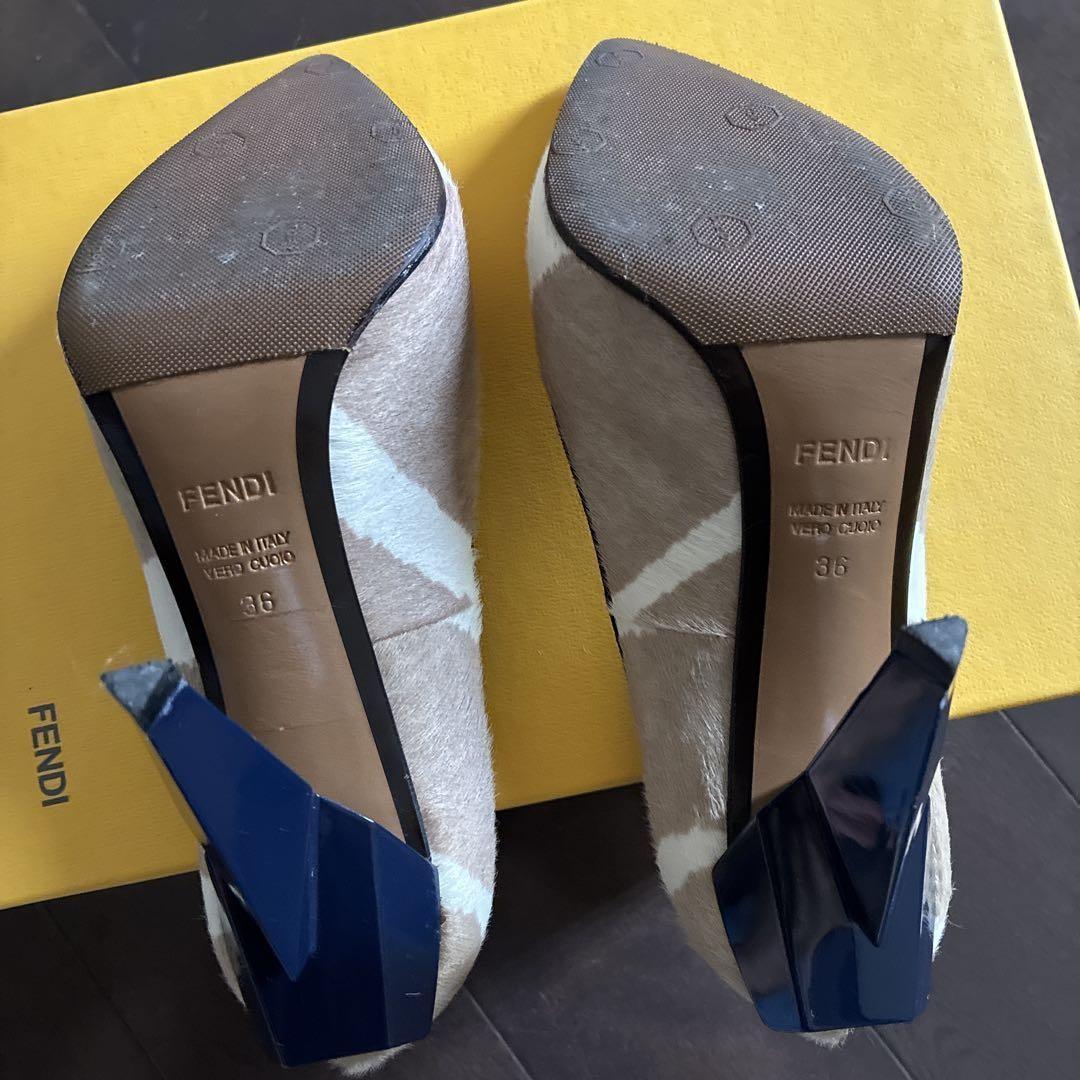 FENDI Shoes Pumps Heel EU 36 US 6 Beige White Authentic