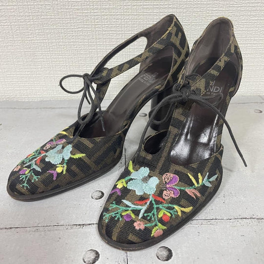 FENDI Shoes Pumps Heel FF Zucca EU 36.5 US 6.5 Multicolor Authentic