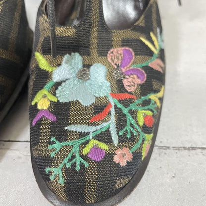 FENDI Shoes Pumps Heel FF Zucca EU 36.5 US 6.5 Multicolor Authentic