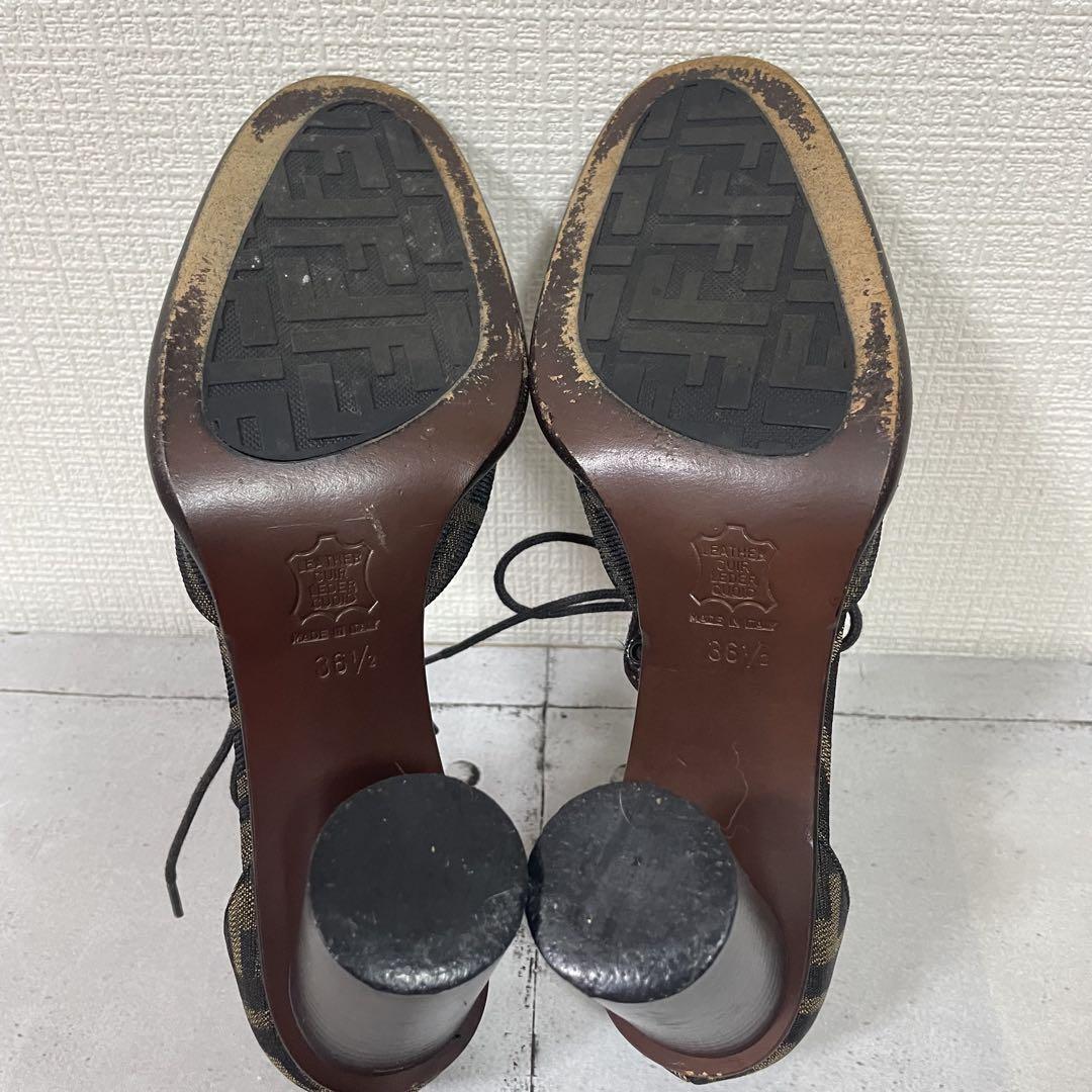 FENDI Shoes Pumps Heel FF Zucca EU 36.5 US 6.5 Multicolor Authentic