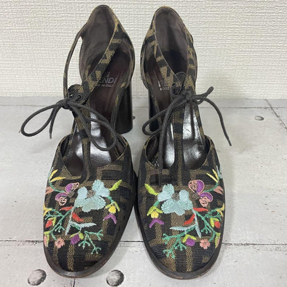 FENDI Shoes Pumps Heel FF Zucca EU 36.5 US 6.5 Multicolor Authentic