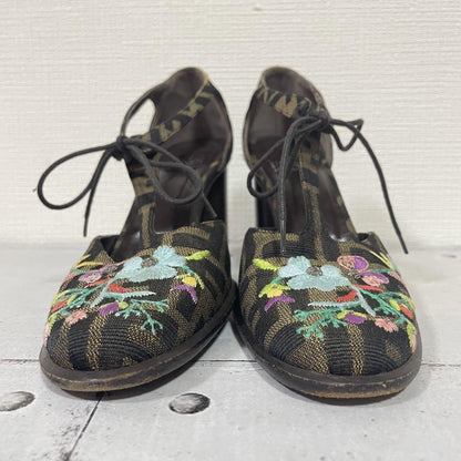 FENDI Shoes Pumps Heel FF Zucca EU 36.5 US 6.5 Multicolor Authentic